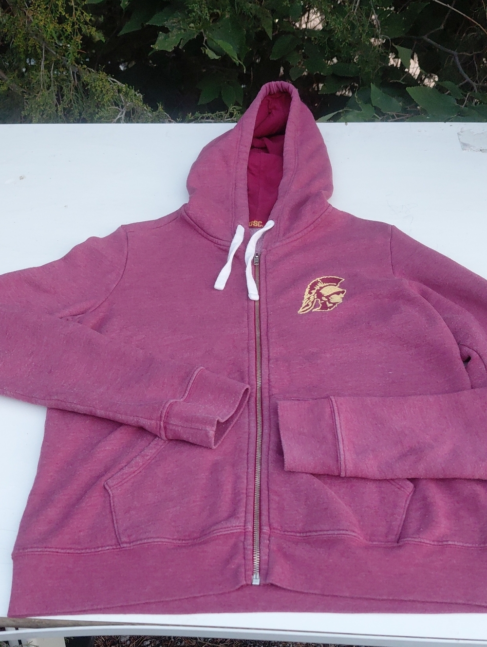 Women’s Maroon Full-Zip Hoodie with Gold Crest